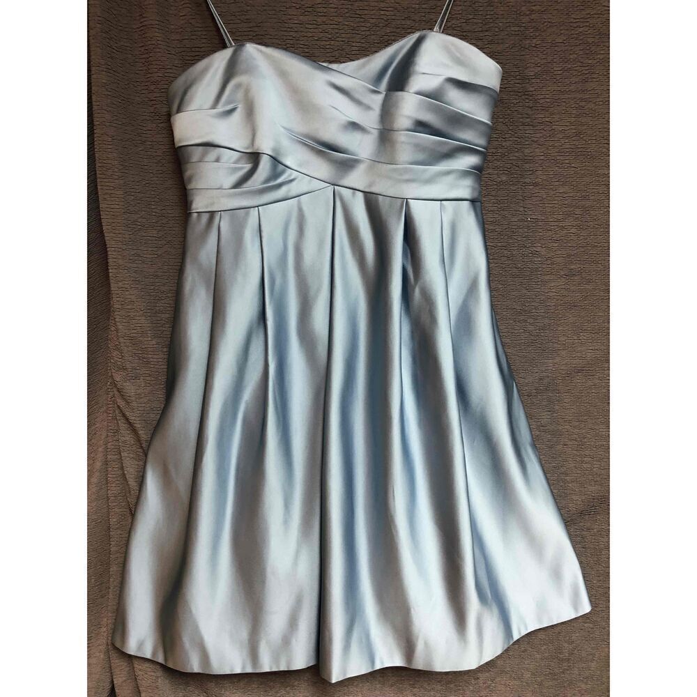 Melissa Sweet Light Blue Prom Dress Strapless Pleated Womens Size 8